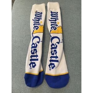 Crazy Socks, White Castle, Funny Socks for Men Women, Fun Crew Print, Large